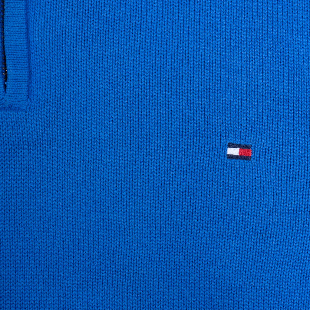 Blauwe Vintage Tommy Hilfiger 1/4 Zip Sweater - Maat M