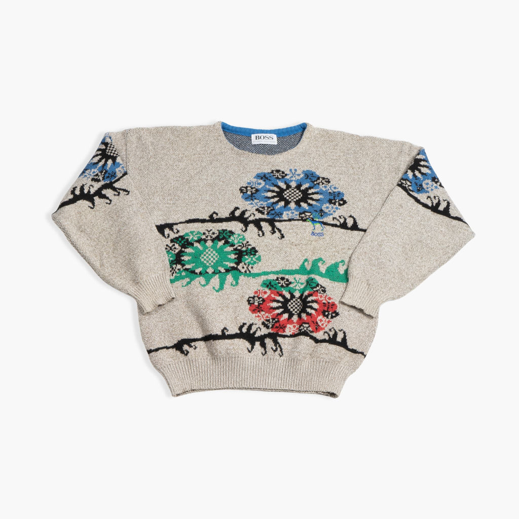 Grijze Vintage Hugo Boss Knitted Sweater Maat M